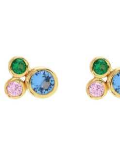 KRIS NATIONS–womens modernist bezel crystal stud earrings in gold-E778-G 2