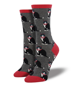 SOCKSMITH-socks-womens tuxedo cats socks-WNC479 2