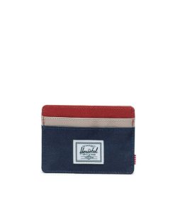 HERSCHEL–charlie cardholder in black iris/red ochre/twill-30065-06246 2