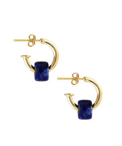 KRIS NATIONS–huggie hoop earrings with gemstone bead-E786-G