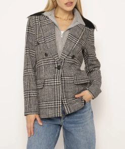 CENTRAL PARK WEST–womens odette oversized blazer w/ chunky knit dicket-CH24-2280W 2