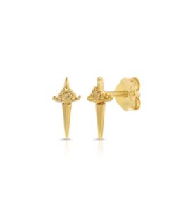 JURATE-earring-womens empowered stud earring pair dagger w/ rose-TRSE-1068-GPB 2