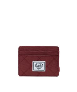 HERSCHEL–charlie cardholder in oxblood red quilted-30065-06501 2