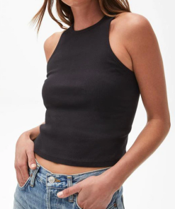 MICHAEL STARS-top-womens pina racer front crop top-2556