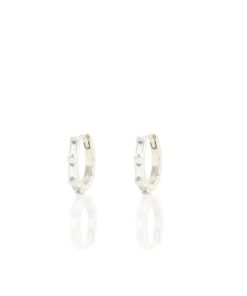 KRIS NATIONS–baguette huggie hoop earrings in sterling silver-E752-S 2