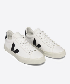 VEJA–mens campo chfree leather ex in white / black-CP0501537B 2