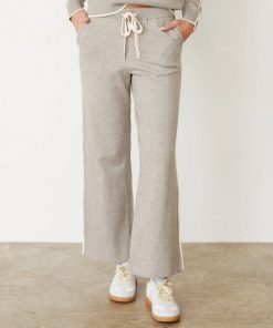 MONROW–womens light soft knit pants with contrast piping-HB0772