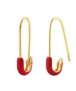 KRIS NATIONS–womens safety pin enamel hoop earrings-E799-G 2