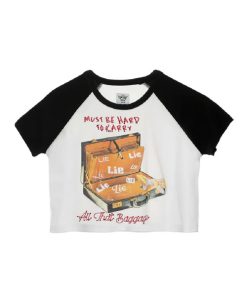 Boys Lie–womens all that baggage all yours crop tee in white-ATBAGGAWHI 2