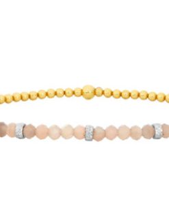 KAREN LAZAR DESIGN-bracelet-womens 2mm signature bracelet with mauve moonstone and sterling silver rondelles – 6.75 / yellow gold-2MM675 2