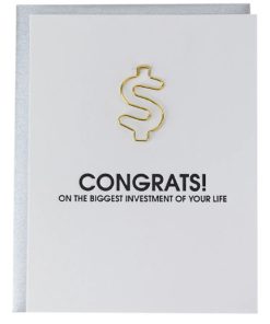 CHEZ GAGNE–biggest investment of your life -paper clip letterpress card-1687 2