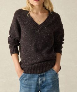 FAHERTY-sweater-womens driftwood donegal sweater-WYF2428