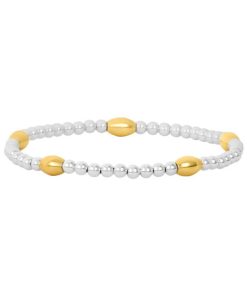 KAREN LAZAR DESIGN-bracelet-3mm sterling silver filled bracelet with yellow gold orzo pattern – 6.5-3SYOZ650 2