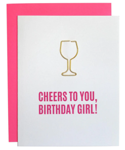 CHEZ GAGNE–cheers birthday girl paper clip letterpress card-1154 2