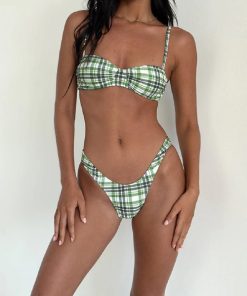 MOTEL ROCKS–womens farida bikini bottom in green tartan-Z028033 2