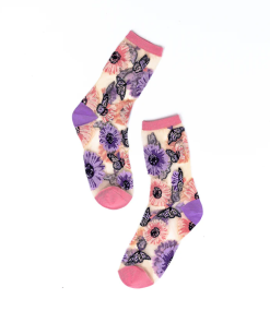 SOCK CANDY-sock-womens sunflower butterfly crew sock-SS23-5 2