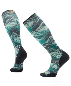 SMARTWOOL-socks-ski targeted cushion green slopes print otc socks-SW002487 2