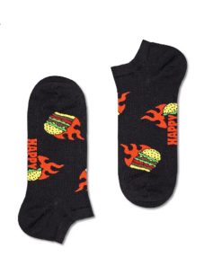 HAPPY SOCKS-sock-mens flaming burger sock in black-P000128 2