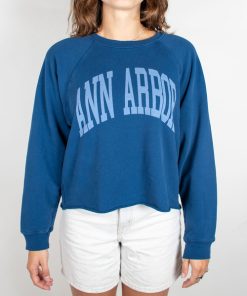 RETRO BRAND–rbbl premium ann arbor crop terry crew with white font-BL933-BLLBL563B