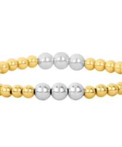 KAREN LAZAR DESIGN-bracelet-womens 4mm yellow gold filled bracelet with 5mm sterling silver – 6.5-4Y5S650 2