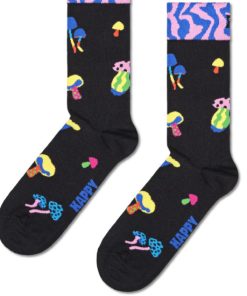 HAPPY SOCKS-sock-mens mushroom sock in black-P000051 2