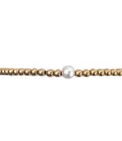 KAREN LAZAR DESIGN-bracelet-3mm yellow gold filled bracelet w/ single white pearl 6.25in-3YWPRL625 2