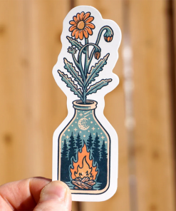 STICKER ART-sticker-campfire and flowers sticker-777316