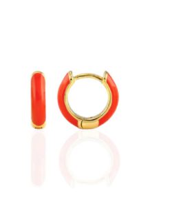 KRIS NATIONS–womens enamel huggie hoop earrings in red-E796-G-RED 2