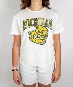 RETRO BRAND–michigan wolverine black label crop tee-BL903-BLMIC303A 2