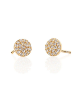 KRIS NATIONS–round crystal stud earrings in 18k gold vermeil-E564-G 2