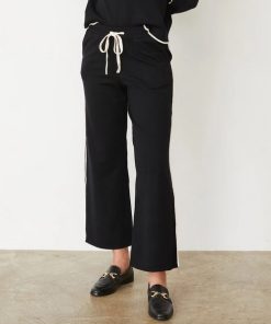 MONROW–womens light soft knit pants with contrast piping-HB0772 2