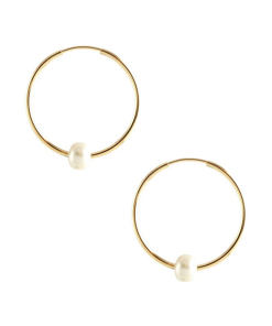 KRIS NATIONS–womens freshwater pearl deatherweight hoop earrings gold filled-E708-G-PRL 2