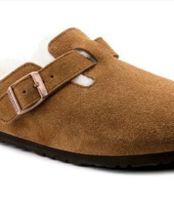 Birkenstock–narrow boston mink/natural suede shearling-1001141 2