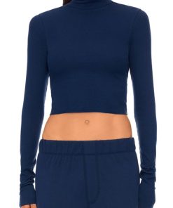 ETERNE-top-womens cropped fitted turtleneck top-CB005 2