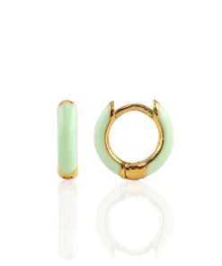 KRIS NATIONS–enamel huggie hoop earrings mint-E671-G-MINT 2