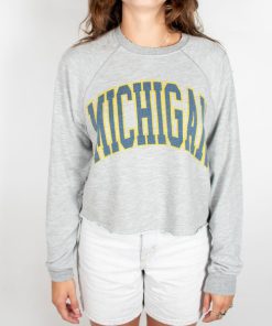 RETRO BRAND-sweatshirt-black label michigan crop crew sweatshirt in blmic415a-BL933-BLMIC415A