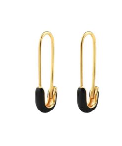 KRIS NATIONS–womens safety pin enamel hoop earrings-E799-G