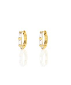 KRIS NATIONS–womens baguette huggie hoop earrings in 18k gold vermeil-E752-G 2