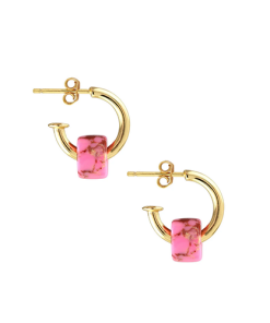 KRIS NATIONS–huggie hoop earrings with gemstone bead-E786-G 2