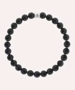 STEEL & BARNETT-bracelet-mens basic stones bracelet in matt black-SBB023 2