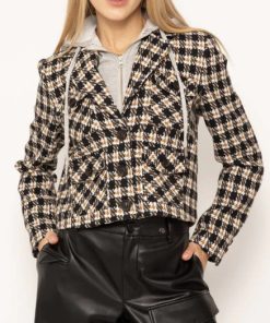 CENTRAL PARK WEST–womens lincoln crop plaid dickie blazer-CH24-2187W 2